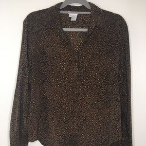 Allison Taylor Sz L Animal Print Blouse 100% Silk